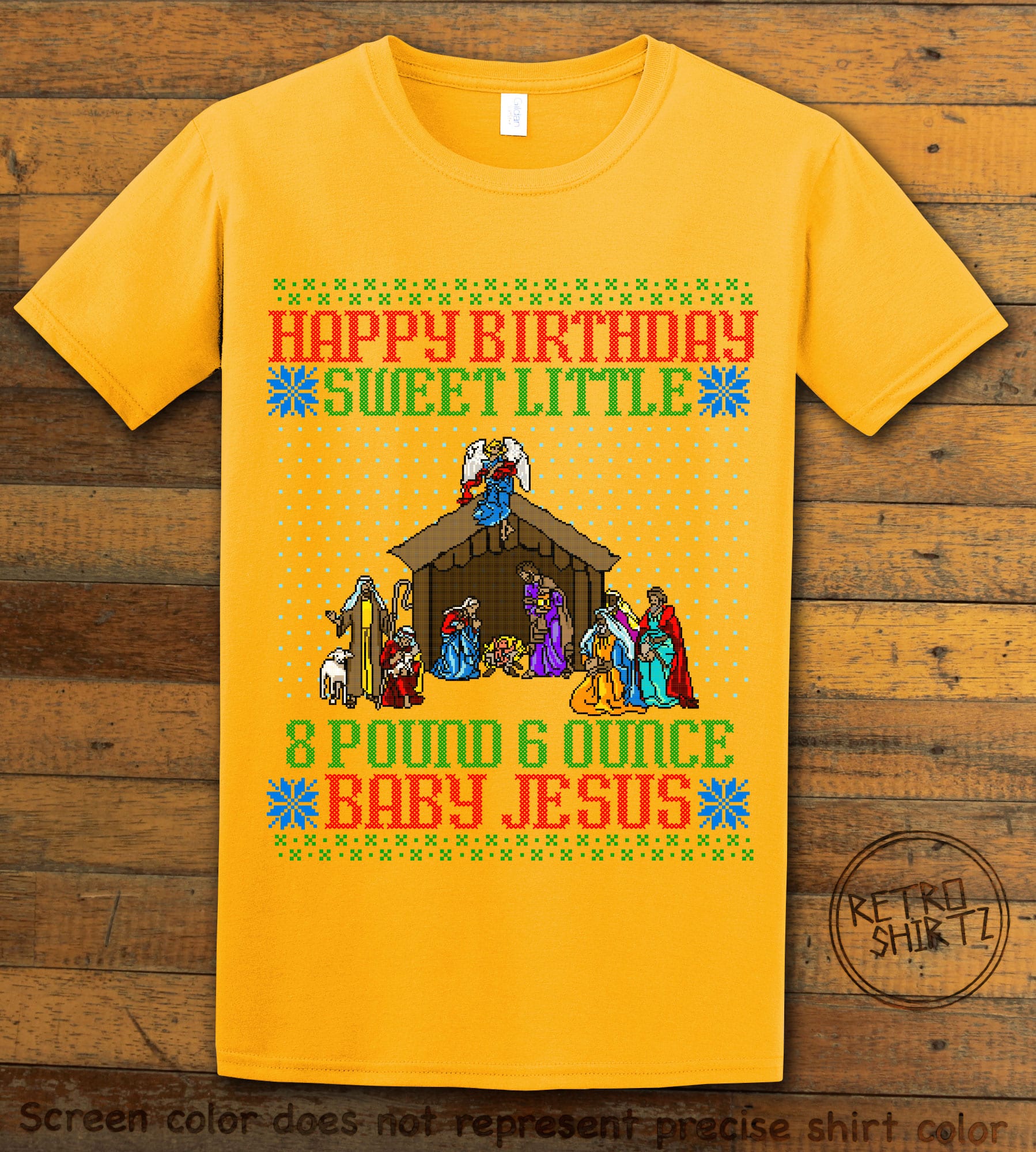 Happy Birthday Sweet Little Baby Jesus Christmas Graphic T-Shirt - yellow shirt design
