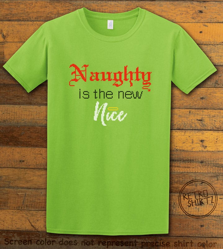 Naughty is the New Nice Graphic T-Shirt - lime shirt design