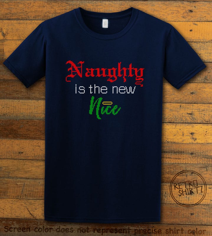 Naughty is the New Nice Graphic T-Shirt - navy shirt design