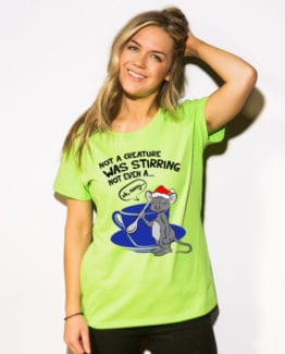 Stirring Mouse Graphic T-Shirt - lime shirt design on a model