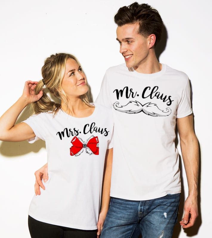 Mr. Claus Graphic T-Shirt - white shirt design on models