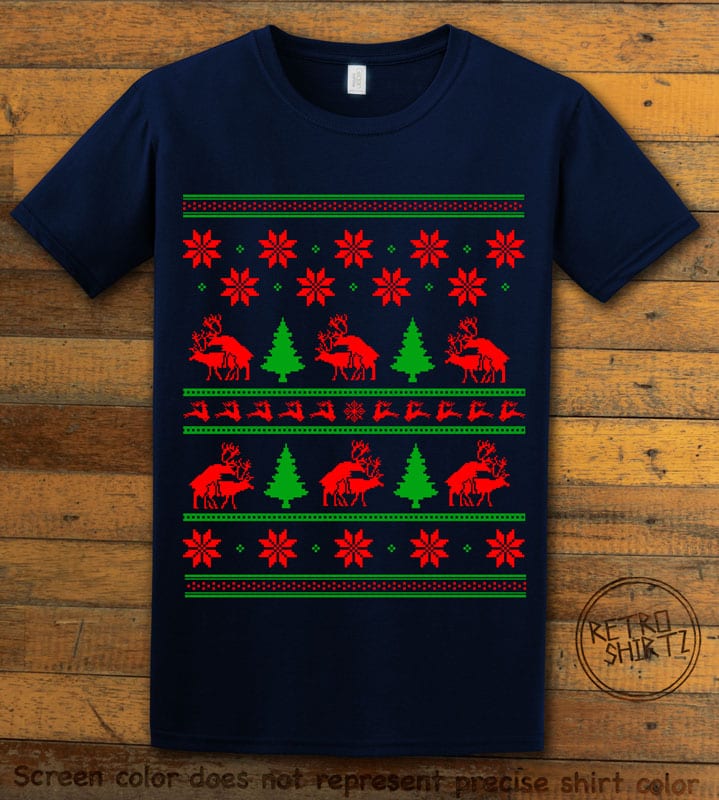 Humping Reindeer Graphic T-Shirt - navy shirt design
