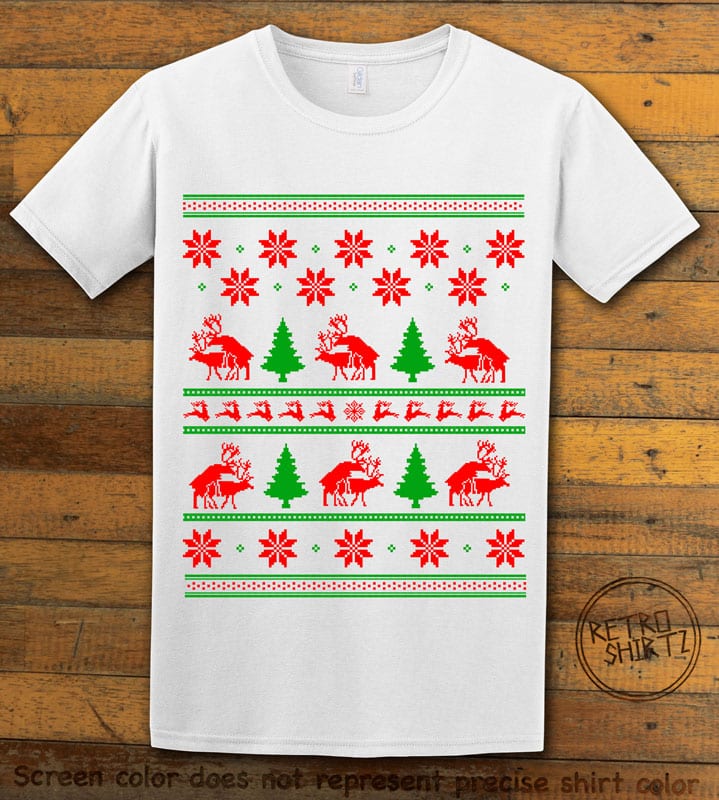 Humping Reindeer Graphic T-Shirt - white shirt design