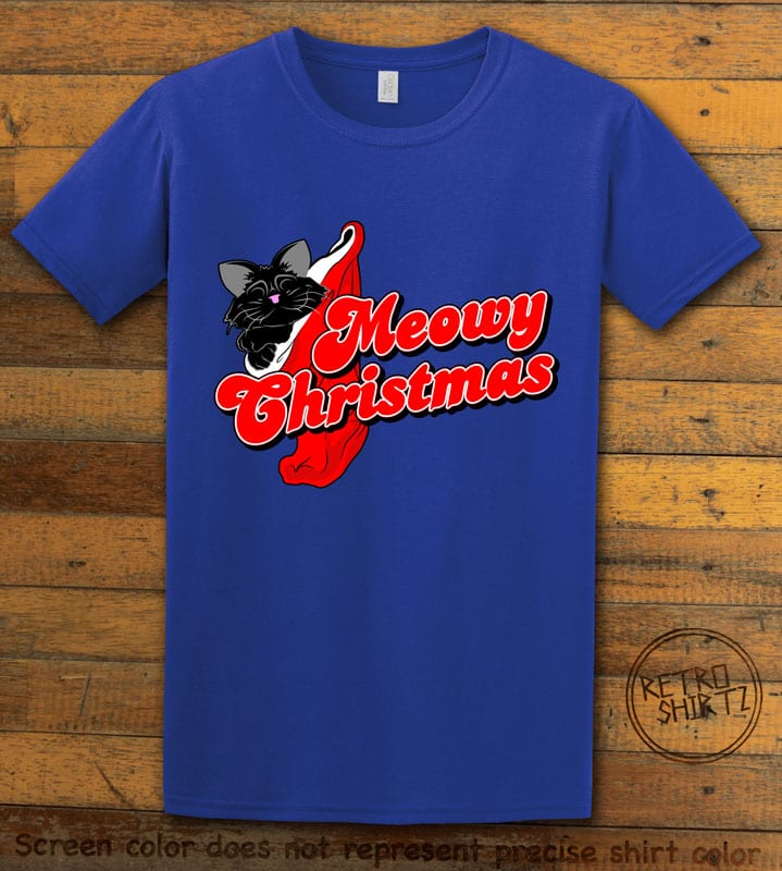 Meowy Christmas Graphic T-Shirt - royal shirt design