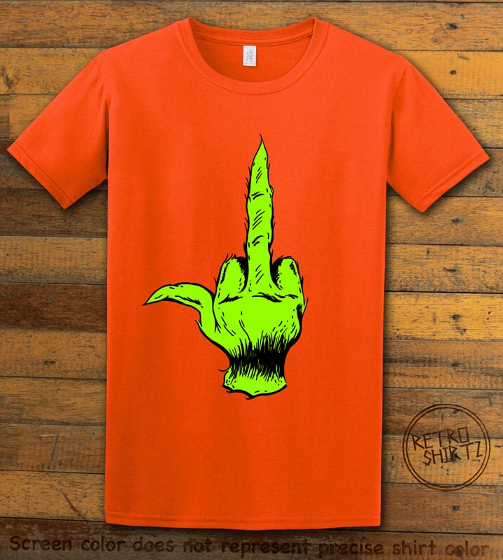 Grinch Middle Finger Graphic T-Shirt - orange shirt design