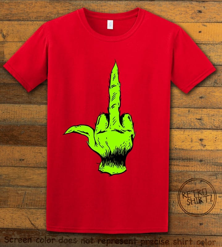 Grinch Middle Finger Graphic T-Shirt - red shirt design