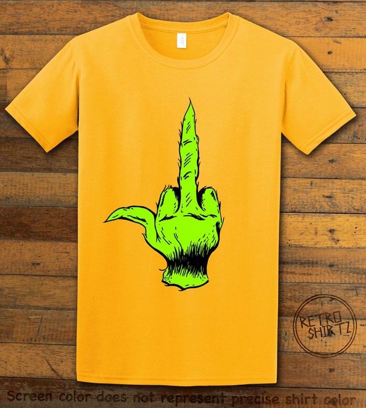 Grinch Middle Finger Graphic T-Shirt - yellow shirt design