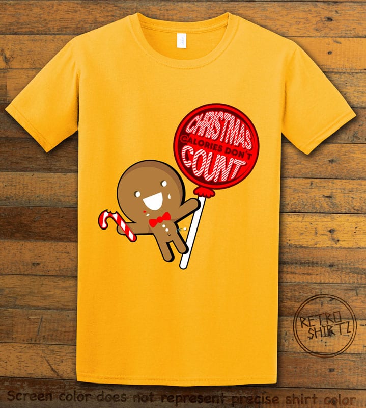 Christmas Calories Don't Count Graphic T-Shirt - yellow shirt design