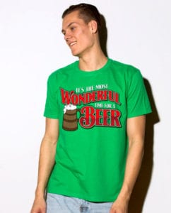 It's the Most Wonderful Time for a Beer Christmas Party Shirt - green shirt design on a model