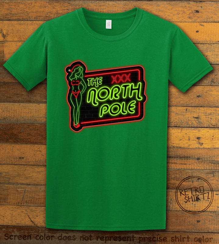 The North Pole Neon Sign Graphic T-Shirt - green shirt design