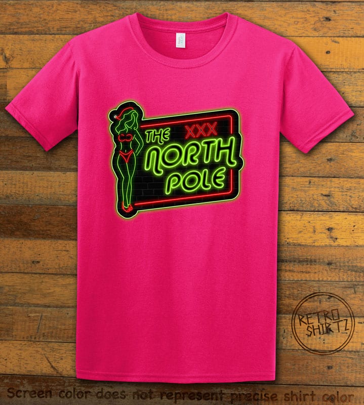 The North Pole Neon Sign Graphic T-Shirt - pink shirt design
