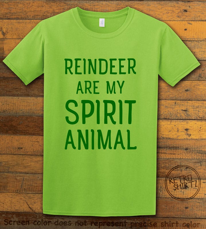 Reindeer Are My Spirit Animal Graphic T-Shirt - lime shirt design