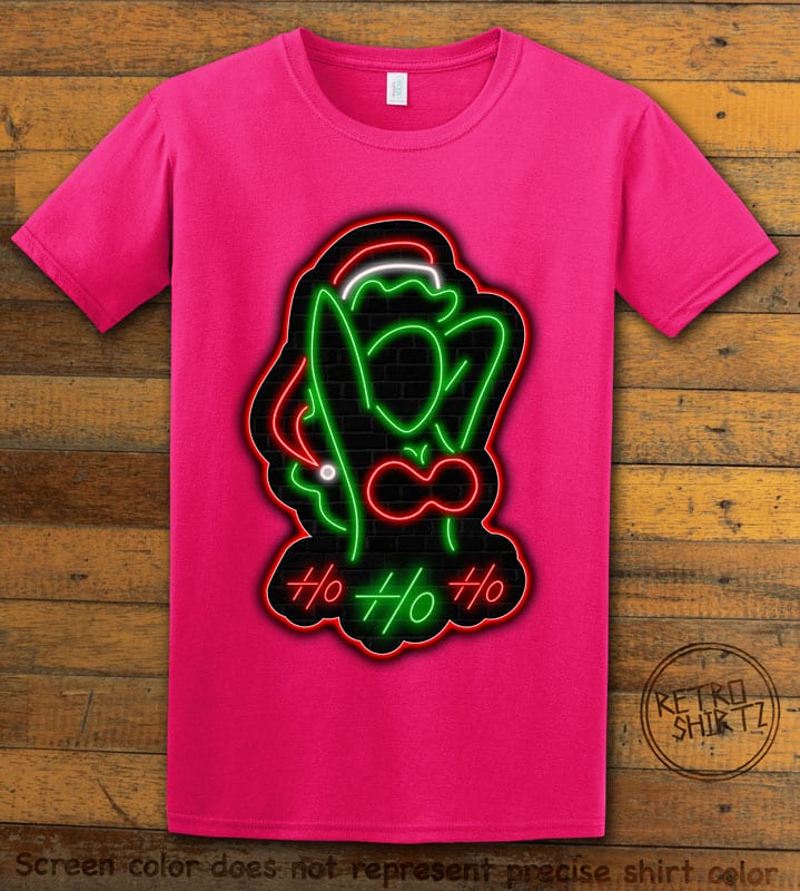 HO HO HO Neon Single Graphic T-Shirt - HO HO HO Neon Single Graphic T-Shirt Design mocked up on a pink shirt shirt design