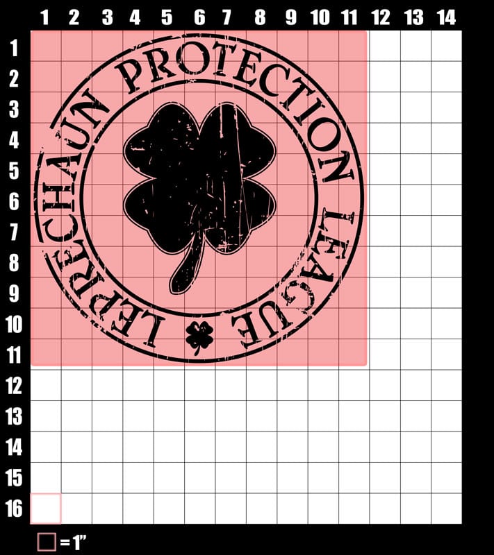 These are the graphic design dimensions for the St Patricks Day Shirts: Leprechaun Protection League