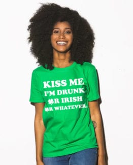 This is the main model photo for the St Patricks Day Shirts: Kiss Me I'm Drunk Or Irish Or Whatever