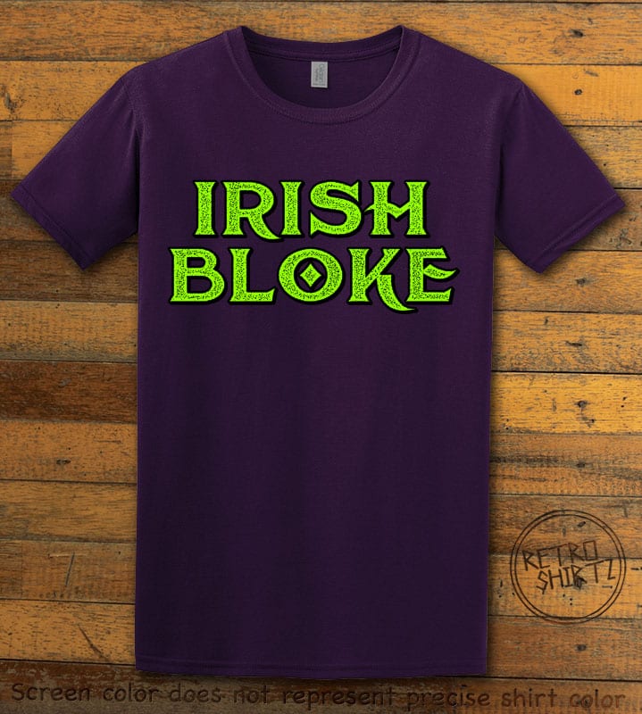 This is the main graphic design on a purple shirt for the St Patricks Day Shirts: Irish Bloke