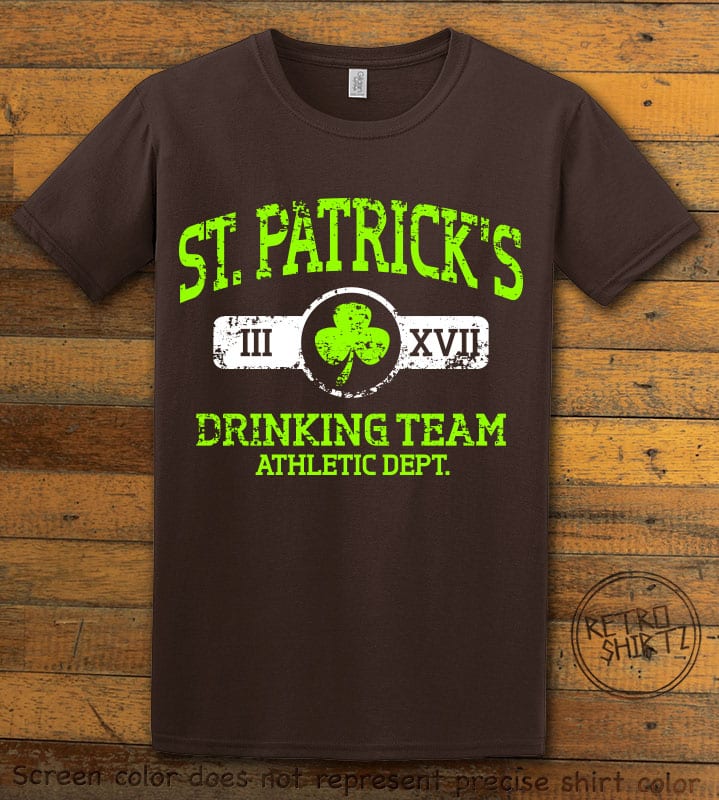 This is the main graphic design on a brown shirt for the St Patricks Day Shirts: St Patricks Drinking Team