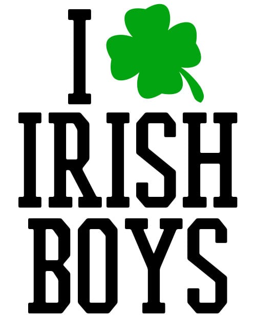 This is the main graphic design for the St Patricks Day Shirts: I Love Irish Boys