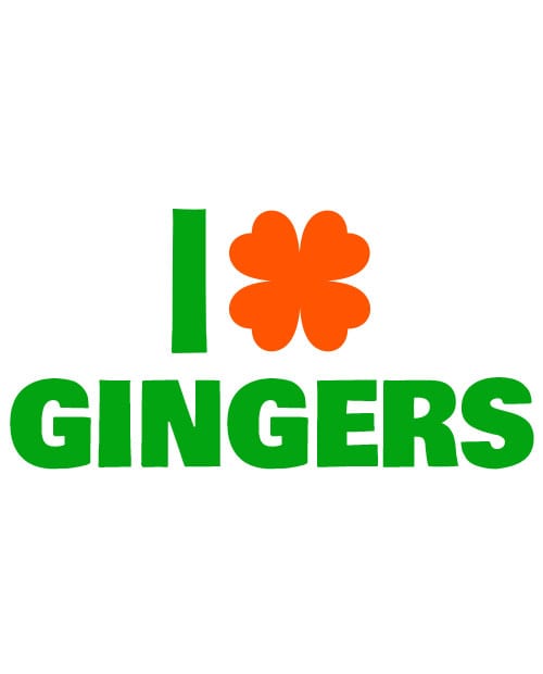 This is the main graphic design for the St Patricks Day Shirts: I Love Gingers