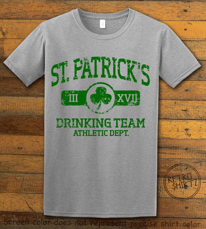 This is the main graphic design on a grey shirt for the St Patricks Day Shirts: St Patricks Drinking Team