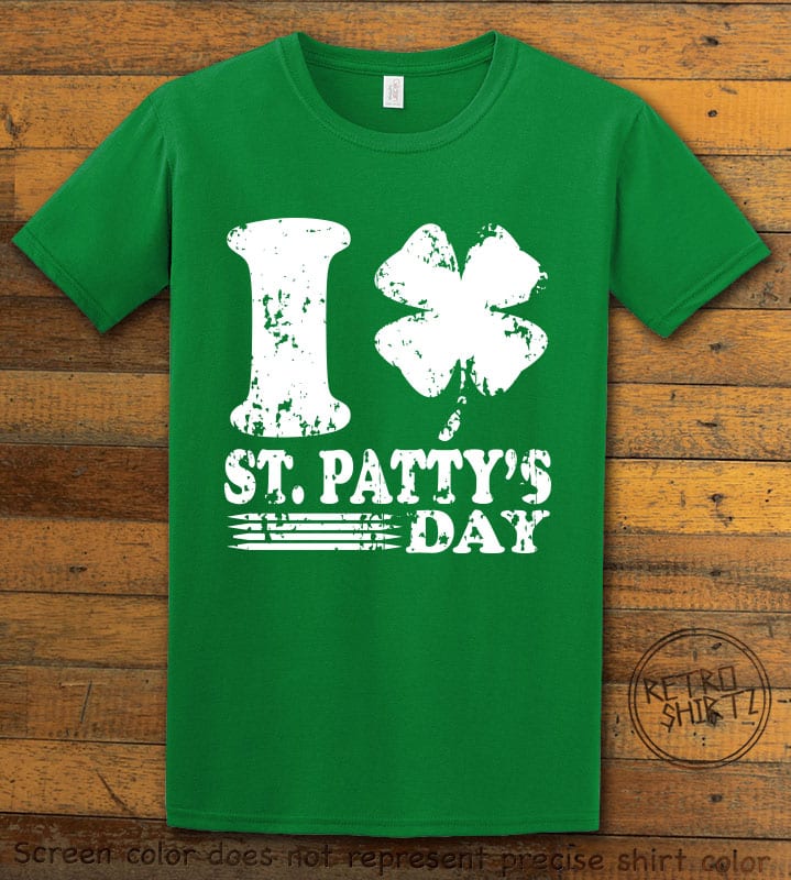 This is the main graphic design on a green shirt for the St Patricks Day Shirts: I Love St. Patty's Day