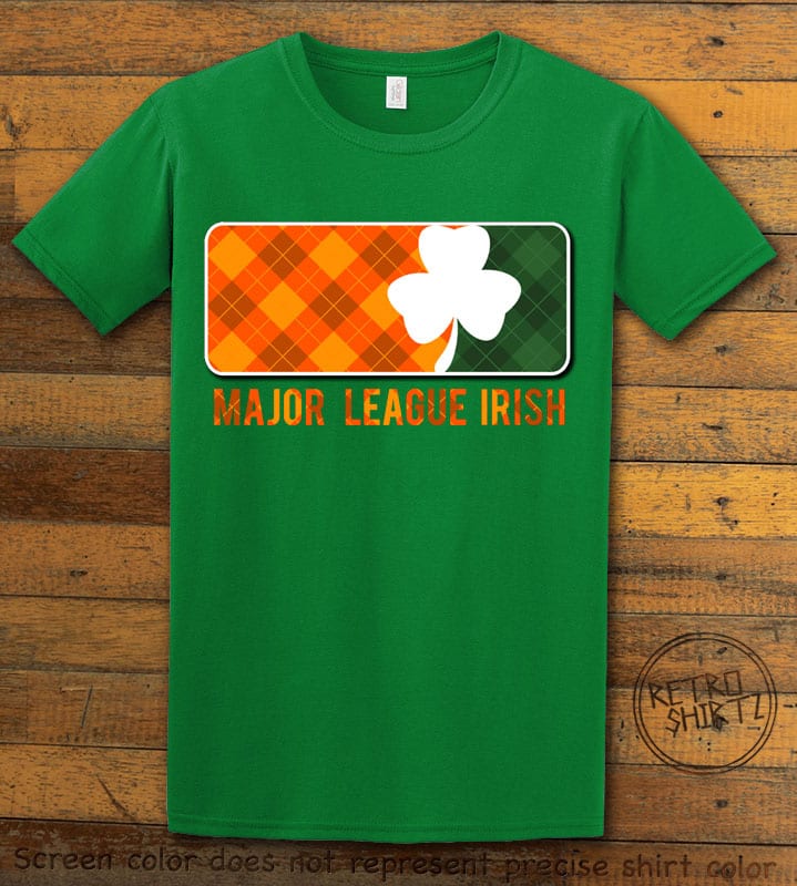 This is the main graphic design on a green shirt for the St Patricks Day Shirts: Major League Irish