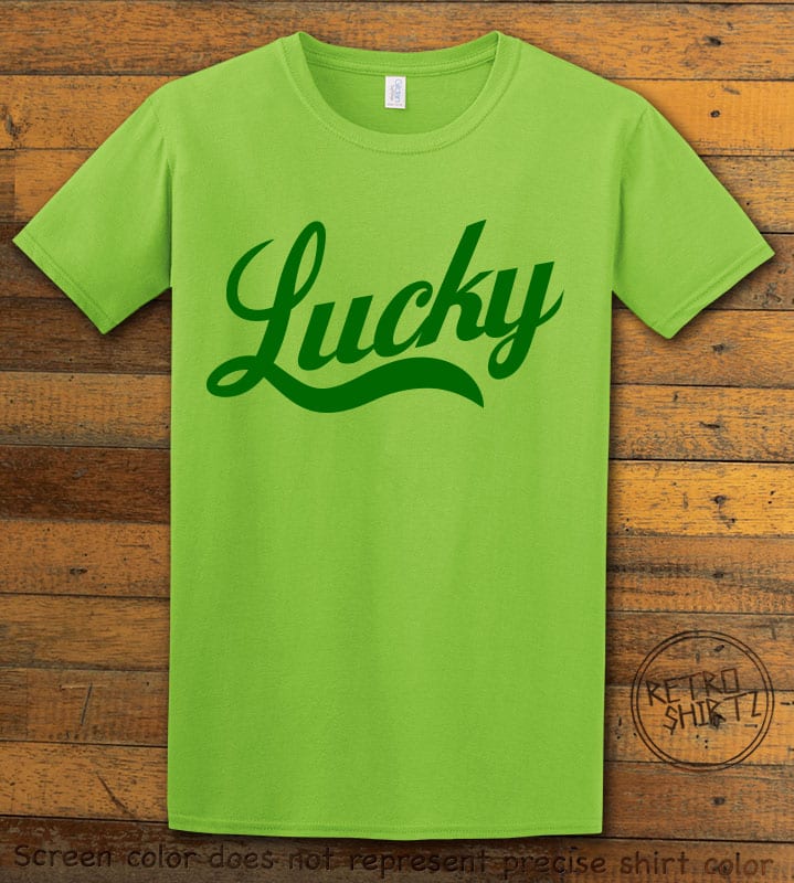 This is the main graphic design on a lime shirt for the St Patricks Day Shirts: Lucky