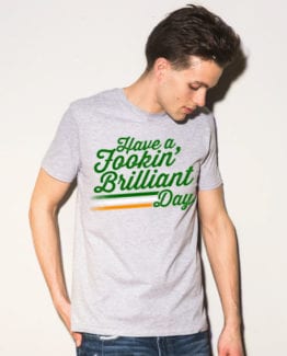 This is the main model photo for the St Patricks Day Shirts: Have a Fookin' Brilliant Day