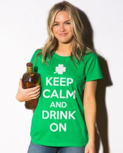 This is the main model photo for the St Patricks Day Shirts: Keep calm and Drink On