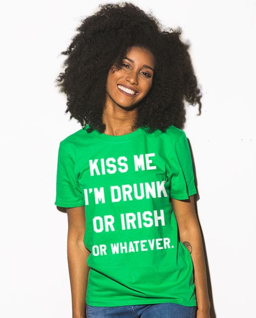 This is the main model photo for the St Patricks Day Shirts: Kiss Me I'm Irish or Drunk