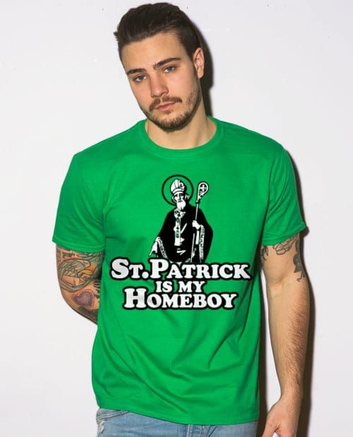 This is the main model photo for the St Patricks Day Shirts: St Patrick is My Homeboy