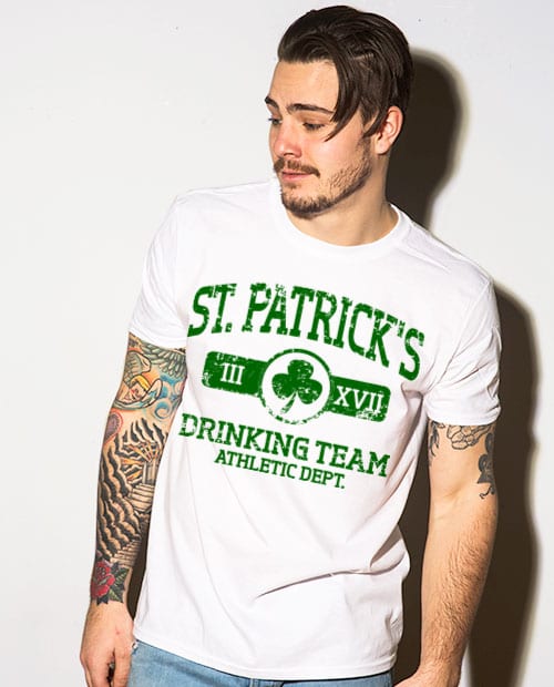 This is the main model photo for the St Patricks Day Shirts: St Patricks Drinking Team