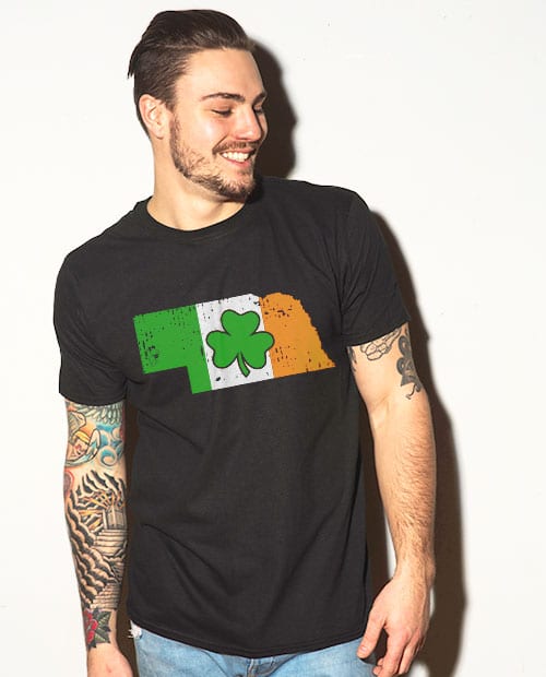 This is the main model photo for the St Patricks Day Shirts: Nebraska Irish