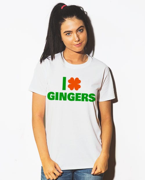 This is the main model photo for the St Patricks Day Shirts: I Love Gingers