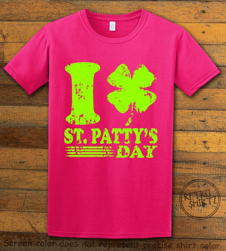 This is the main graphic design on a pink shirt for the St Patricks Day Shirts: I Love St. Patty's Day