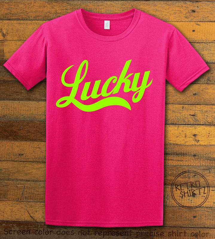 This is the main graphic design on a pink shirt for the St Patricks Day Shirts: Lucky