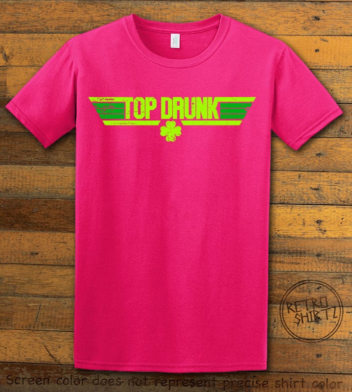This is the main graphic design on a pink shirt for the St Patricks Day Shirts: Top Drunk