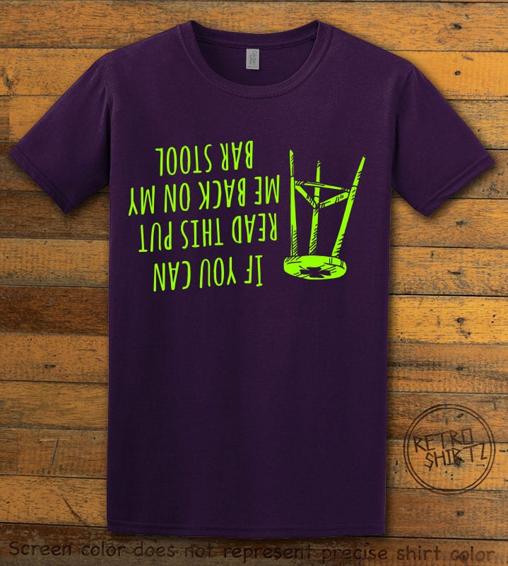 This is the main graphic design on a purple shirt for the St Patricks Day Shirts: Put Me Back on My Bar Stool - Top 11 St Patricks Day Shirts for the Pub