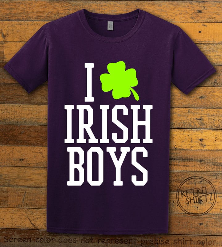 This is the main graphic design on a purple shirt for the St Patricks Day Shirts: I Love Irish Boys
