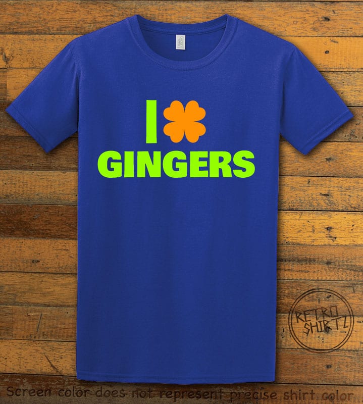 This is the main graphic design on a royal shirt for the St Patricks Day Shirts: I Love Gingers