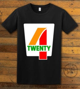 This is the main graphic design on a black shirt for the Weed Shirt: Seven Eleven Four Twenty 7/11 4/20