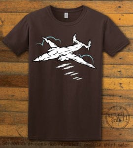 This is the main graphic design on a brown shirt for the Weed Shirt: Joint Bomber Plane