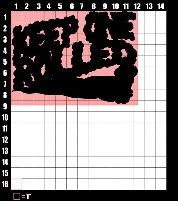 These are the graphic design dimensions for the Weed Shirt: Keep One Rolled