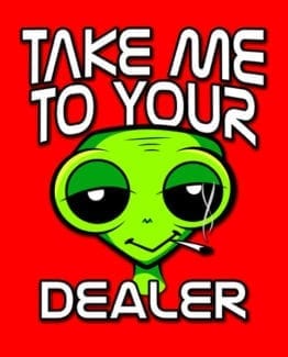 This is the main graphic design for the Weed Shirt: Stoned Alien Smoking