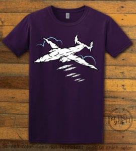 This is the main graphic design on a purple shirt for the Weed Shirt: Joint Bomber Plane