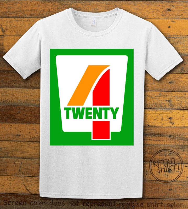 This is the main graphic design on a white shirt for the Weed Shirt: Seven Eleven Four Twenty 7/11 4/20