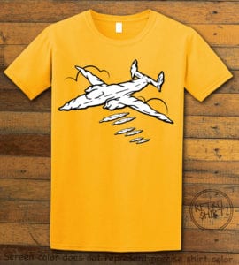 This is the main graphic design on a yellow shirt for the Weed Shirt: Joint Bomber Plane