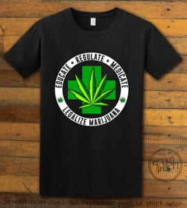 This is the main graphic design on a black shirt for the Weed Shirt: Legalize Medical Marijuana