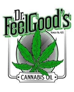 This is the main graphic design for the Weed Shirt: Dr. Feel Good's Cannabis Oil