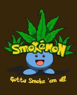 This is the main graphic design for the Weed Shirt: Smokemon Oddish Pot Leaf